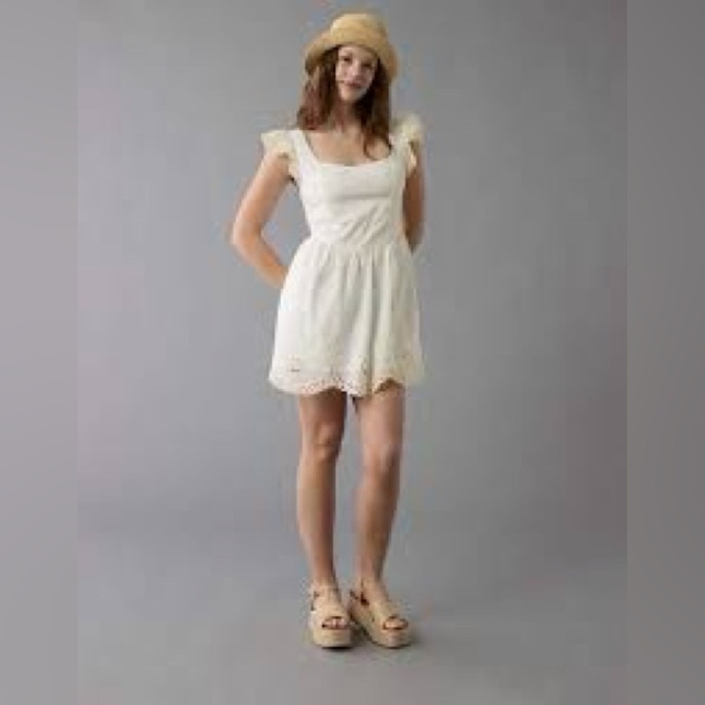 American Eagle Outfitters AE VWaist Corset Mini Dress XXS Off White New With Tag